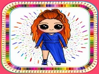 Coloring book game to draw a cute creative dolls