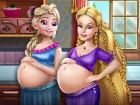 Happy princesses pregnant bffs