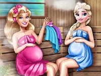 Cute mommies pregnant sauna