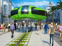 Gyroscopic elevated bus simulator public transport